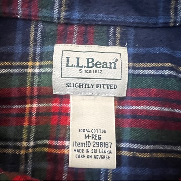 L.L. Bean Men’s Plaid Flannel Button Down Shirt Medium Slightly Fitted EUC - Picture 6 of 7
